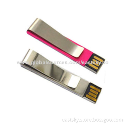 Promotional Paper Clip USB Drive, Stylish with Plug-and-play Function, 64MB to 3GB CapacityNew
